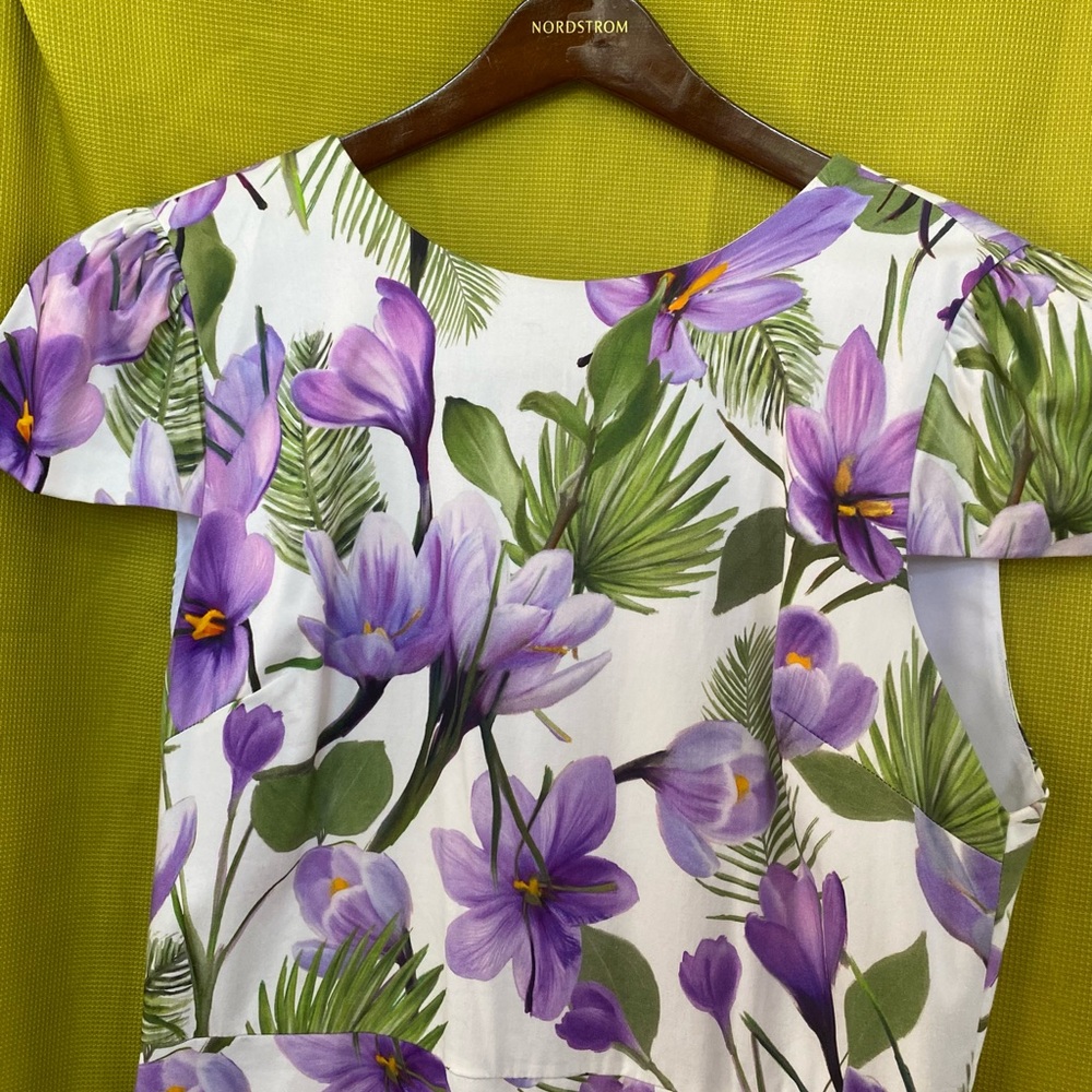 Alice + Olivia Floral Dress with Purple and Green Accents